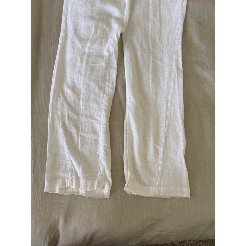 Roxy Linen Pants Small White Drawstring Elastic W… - image 6